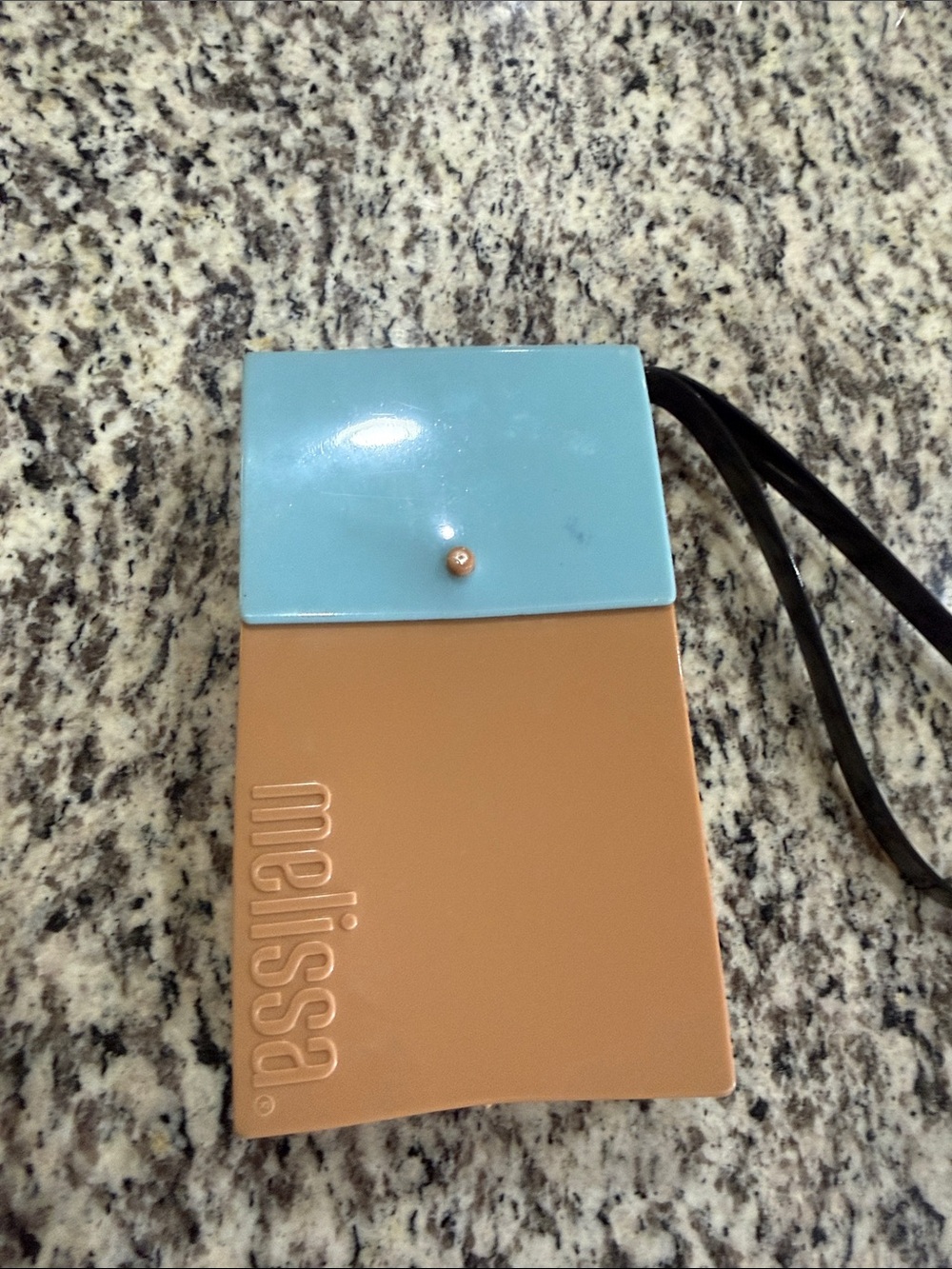 Melissa Two-Tone Card Holder with Strap - Light Blue & Camel